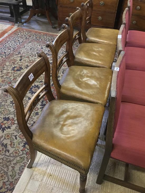 Four leather seated dining chairs